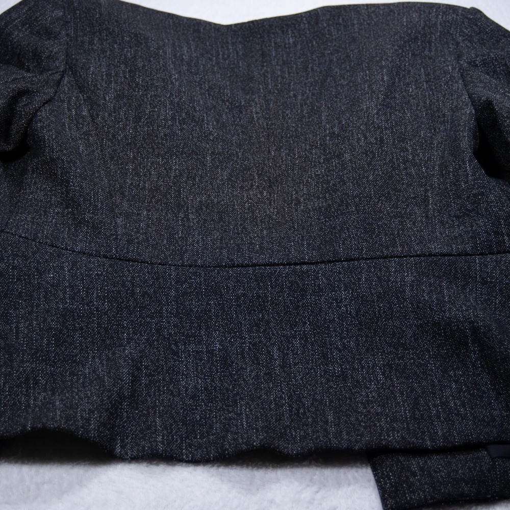 Ann Taylor Factory Petite Black Charcoal Textured Collarless Blazer Jacket 8P - Picture 10 of 10